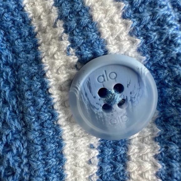 alo tennis club sweater knit cardigan Crystal Clear Blue size XS